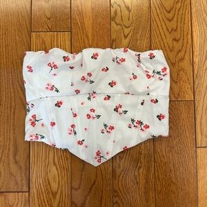 Princess Polly White Floral Strapless Crop Top